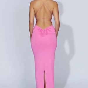 Meshki Sabine backless maxi dress pink size medium